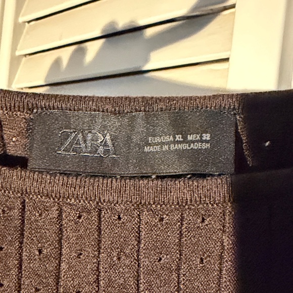 Zara Dark Brown Knit Sweater Flare Sleeves - Picture 2 of 6